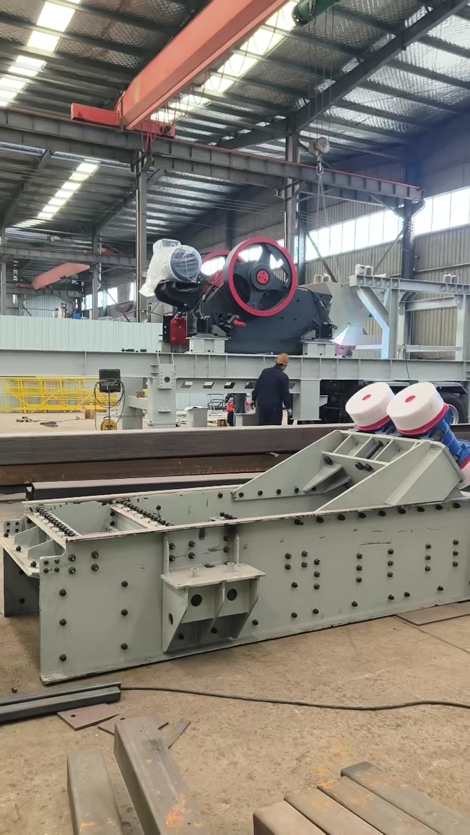 Crusher production workshop with machines under assembly