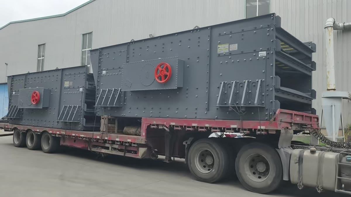 Crushers loaded onto a truck for shipment from our factory